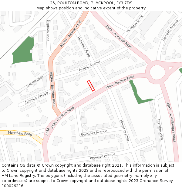 25, POULTON ROAD, BLACKPOOL, FY3 7DS: Location map and indicative extent of plot