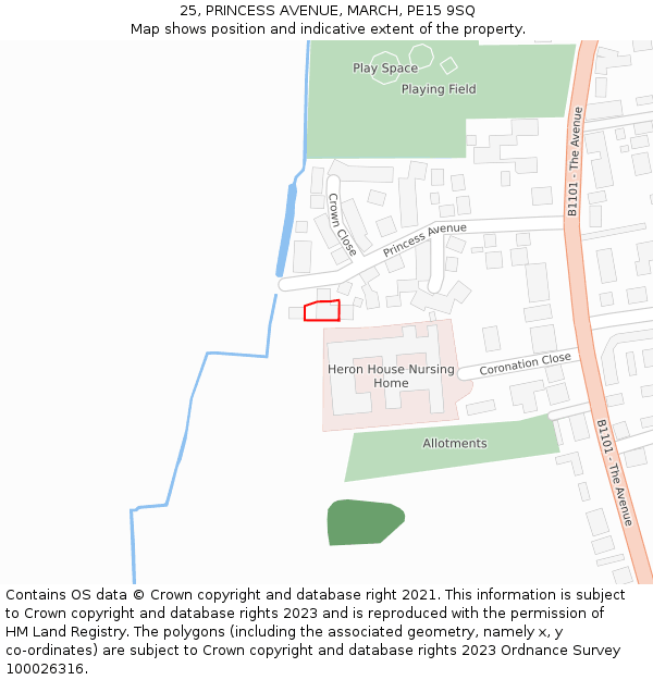 25, PRINCESS AVENUE, MARCH, PE15 9SQ: Location map and indicative extent of plot