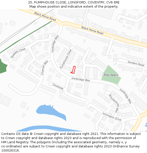 25, PUMPHOUSE CLOSE, LONGFORD, COVENTRY, CV6 6RE: Location map and indicative extent of plot