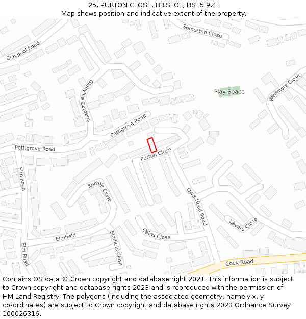 25, PURTON CLOSE, BRISTOL, BS15 9ZE: Location map and indicative extent of plot