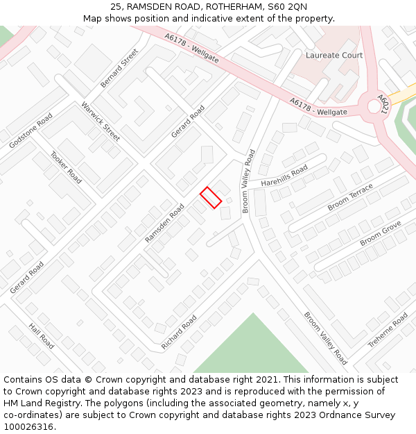 25, RAMSDEN ROAD, ROTHERHAM, S60 2QN: Location map and indicative extent of plot