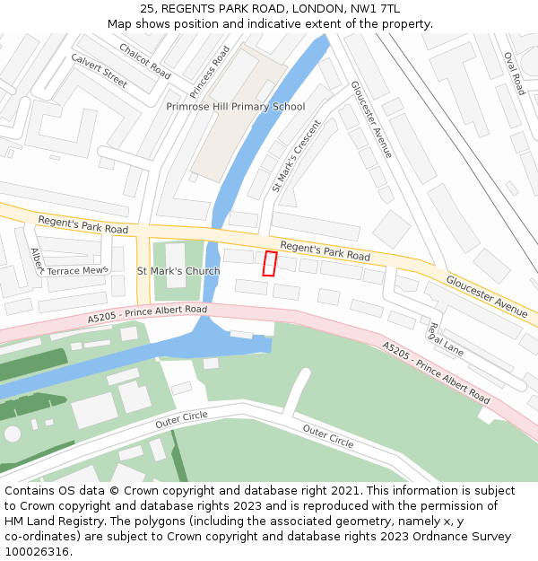 25, REGENTS PARK ROAD, LONDON, NW1 7TL: Location map and indicative extent of plot