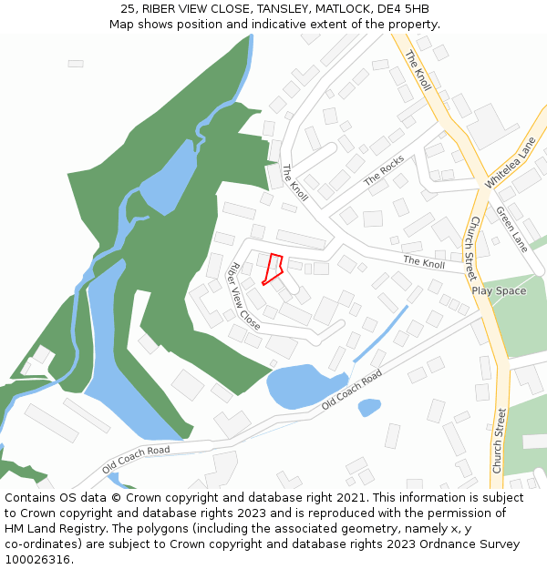 25, RIBER VIEW CLOSE, TANSLEY, MATLOCK, DE4 5HB: Location map and indicative extent of plot