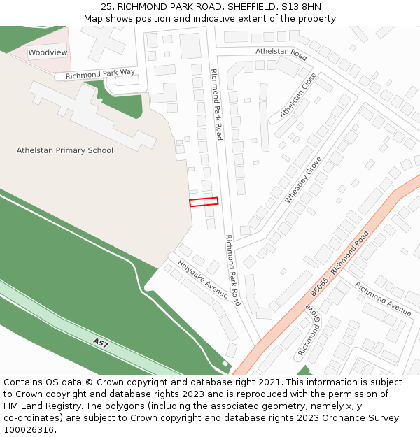 25, RICHMOND PARK ROAD, SHEFFIELD, S13 8HN: Location map and indicative extent of plot