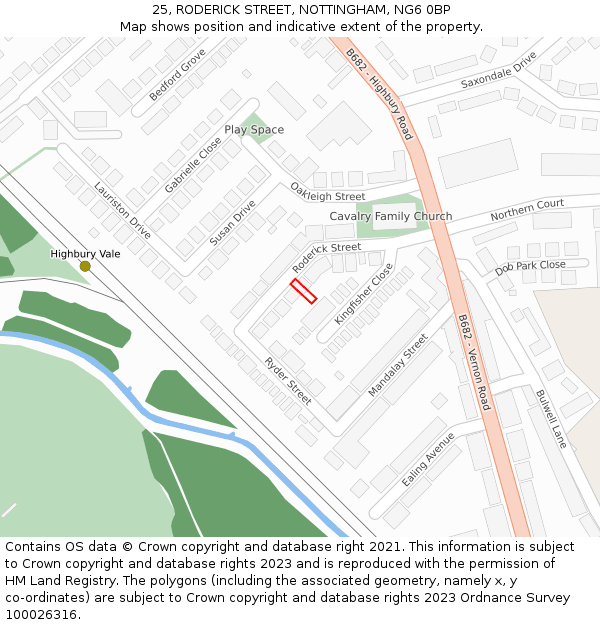 25, RODERICK STREET, NOTTINGHAM, NG6 0BP: Location map and indicative extent of plot