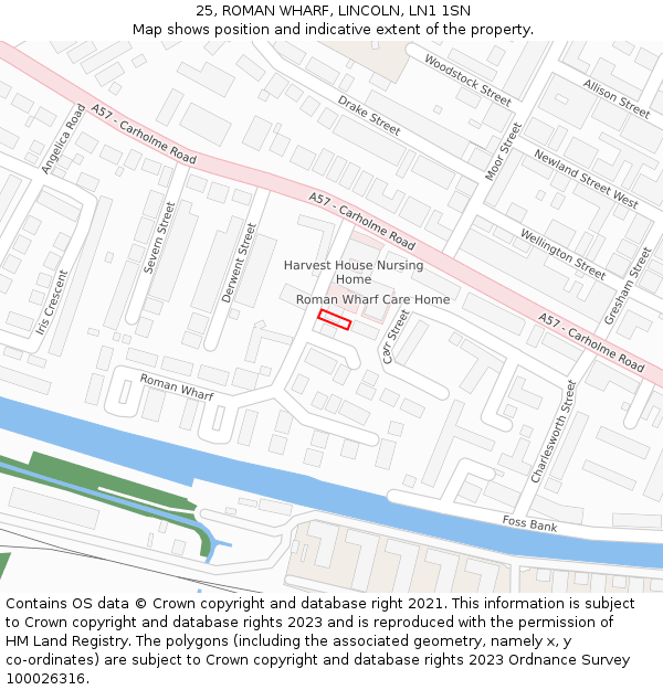 25, ROMAN WHARF, LINCOLN, LN1 1SN: Location map and indicative extent of plot