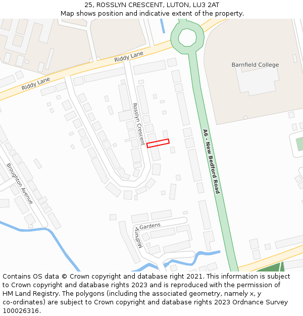 25, ROSSLYN CRESCENT, LUTON, LU3 2AT: Location map and indicative extent of plot