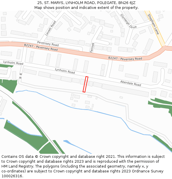 25, ST. MARYS, LYNHOLM ROAD, POLEGATE, BN26 6JZ: Location map and indicative extent of plot