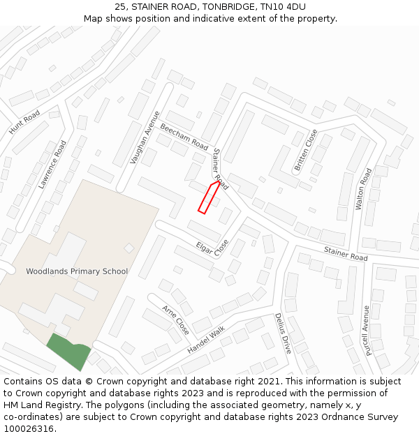25, STAINER ROAD, TONBRIDGE, TN10 4DU: Location map and indicative extent of plot