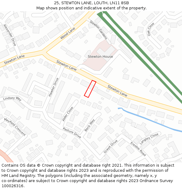 25, STEWTON LANE, LOUTH, LN11 8SB: Location map and indicative extent of plot