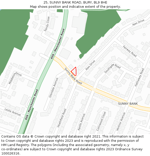 25, SUNNY BANK ROAD, BURY, BL9 8HE: Location map and indicative extent of plot