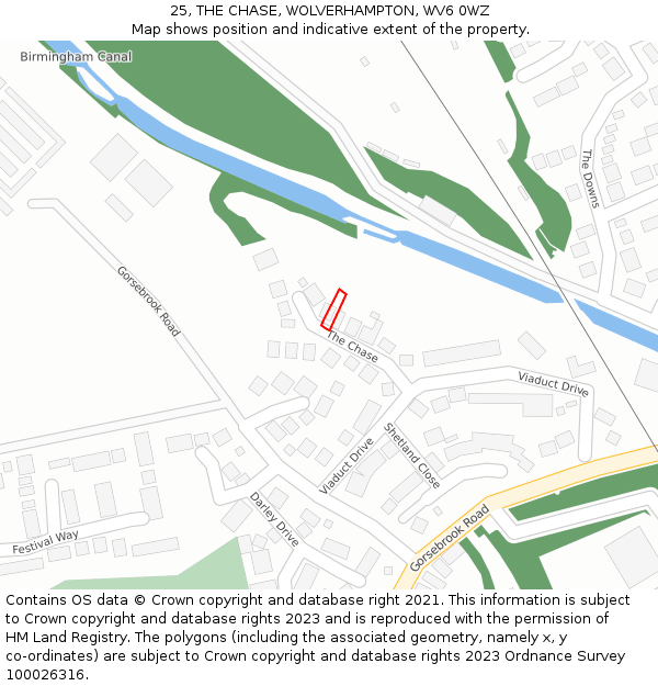 25, THE CHASE, WOLVERHAMPTON, WV6 0WZ: Location map and indicative extent of plot