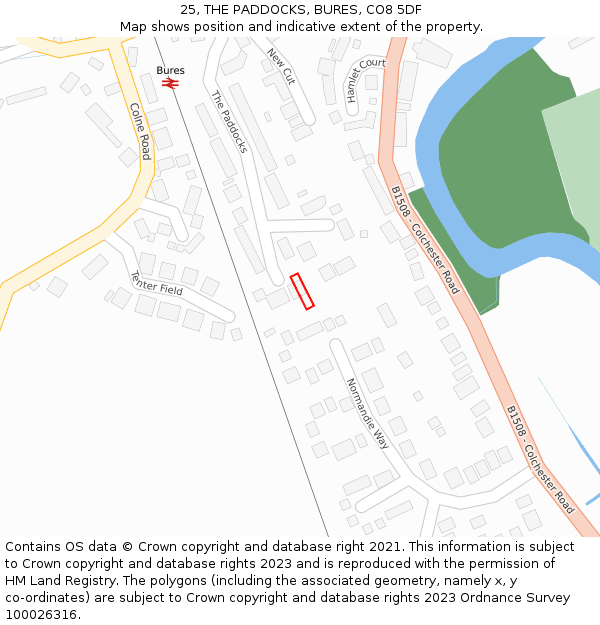 25, THE PADDOCKS, BURES, CO8 5DF: Location map and indicative extent of plot