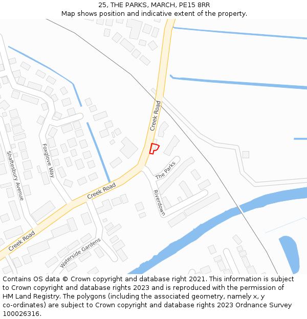 25, THE PARKS, MARCH, PE15 8RR: Location map and indicative extent of plot