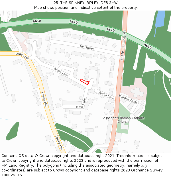25, THE SPINNEY, RIPLEY, DE5 3HW: Location map and indicative extent of plot