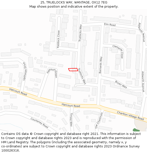 25, TRUELOCKS WAY, WANTAGE, OX12 7EG: Location map and indicative extent of plot