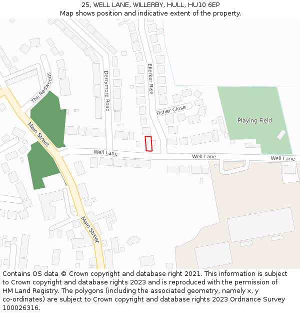 25, WELL LANE, WILLERBY, HULL, HU10 6EP: Location map and indicative extent of plot