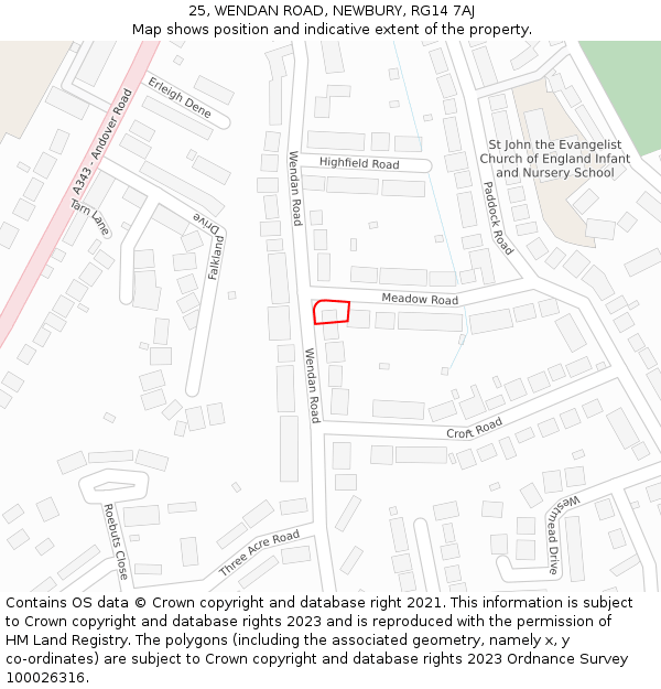 25, WENDAN ROAD, NEWBURY, RG14 7AJ: Location map and indicative extent of plot