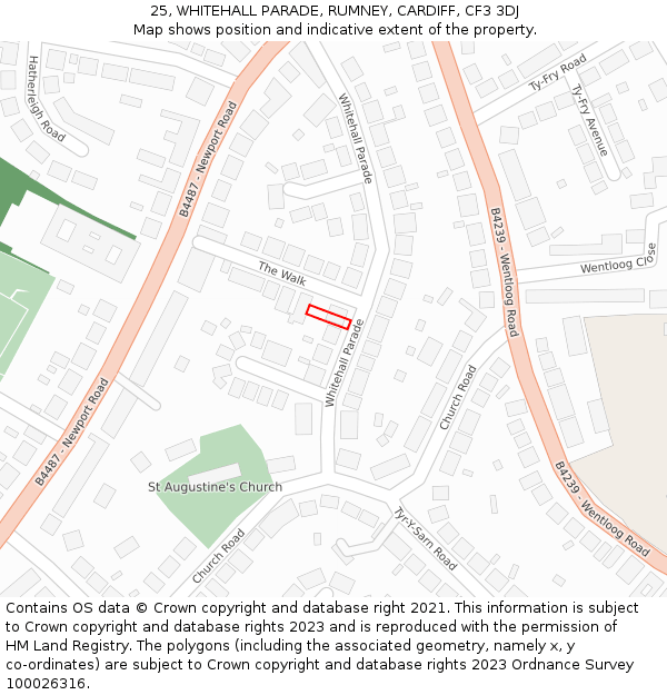 25, WHITEHALL PARADE, RUMNEY, CARDIFF, CF3 3DJ: Location map and indicative extent of plot