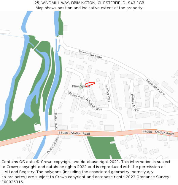 25, WINDMILL WAY, BRIMINGTON, CHESTERFIELD, S43 1GR: Location map and indicative extent of plot