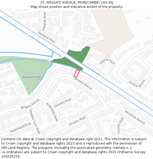 25, WINGATE AVENUE, MORECAMBE, LA4 4SJ: Location map and indicative extent of plot