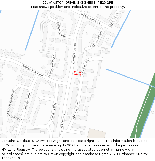 25, WINSTON DRIVE, SKEGNESS, PE25 2RE: Location map and indicative extent of plot
