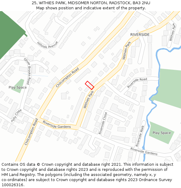 25, WITHIES PARK, MIDSOMER NORTON, RADSTOCK, BA3 2NU: Location map and indicative extent of plot