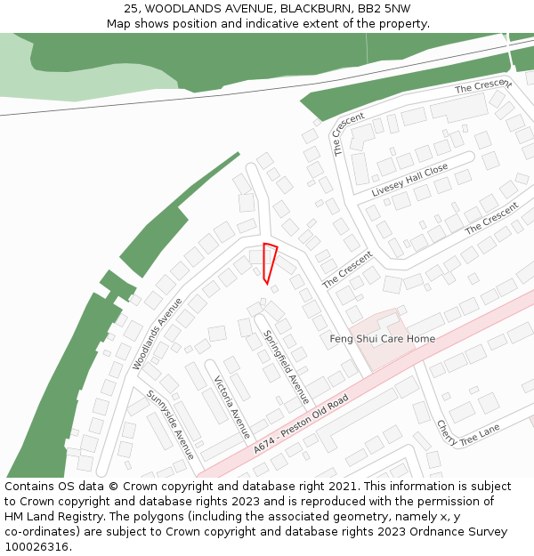 25, WOODLANDS AVENUE, BLACKBURN, BB2 5NW: Location map and indicative extent of plot