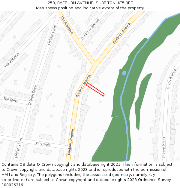 250, RAEBURN AVENUE, SURBITON, KT5 9EE: Location map and indicative extent of plot