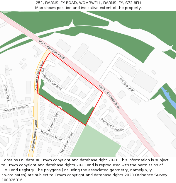 251, BARNSLEY ROAD, WOMBWELL, BARNSLEY, S73 8FH: Location map and indicative extent of plot