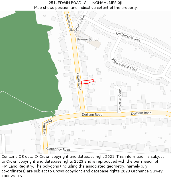 251, EDWIN ROAD, GILLINGHAM, ME8 0JL: Location map and indicative extent of plot