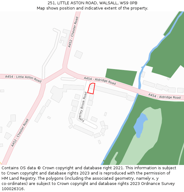 251, LITTLE ASTON ROAD, WALSALL, WS9 0PB: Location map and indicative extent of plot