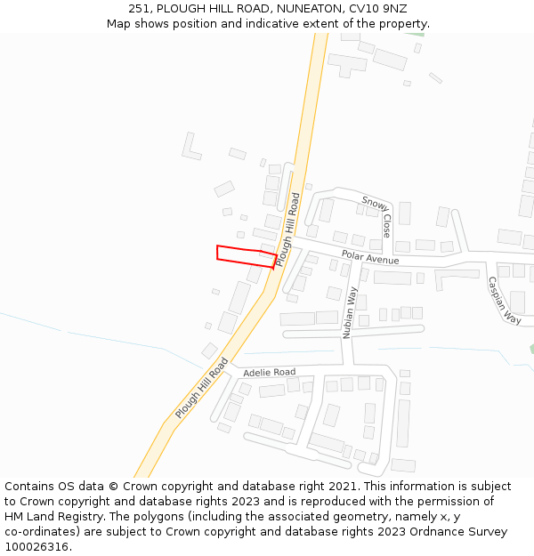 251, PLOUGH HILL ROAD, NUNEATON, CV10 9NZ: Location map and indicative extent of plot