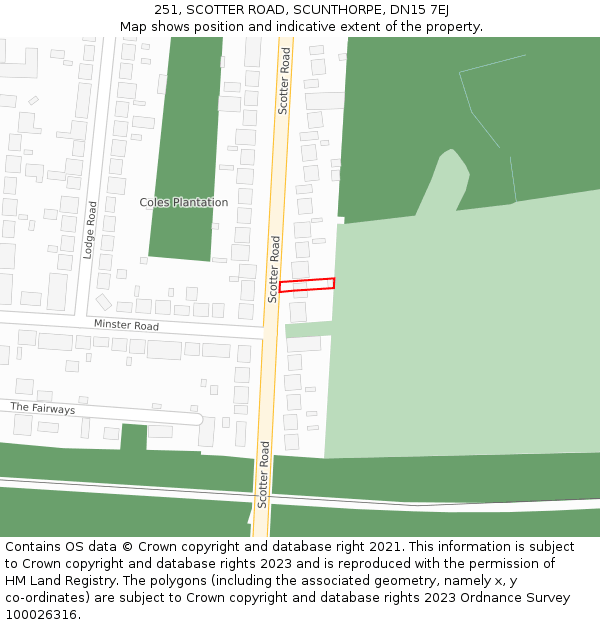 251, SCOTTER ROAD, SCUNTHORPE, DN15 7EJ: Location map and indicative extent of plot