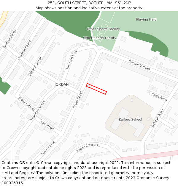 251, SOUTH STREET, ROTHERHAM, S61 2NP: Location map and indicative extent of plot