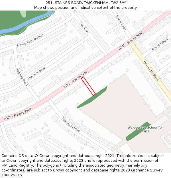 251, STAINES ROAD, TWICKENHAM, TW2 5AY: Location map and indicative extent of plot