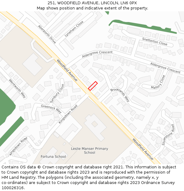 251, WOODFIELD AVENUE, LINCOLN, LN6 0PX: Location map and indicative extent of plot