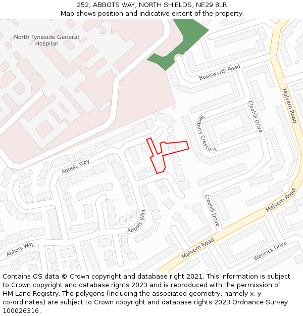 252, ABBOTS WAY, NORTH SHIELDS, NE29 8LR: Location map and indicative extent of plot