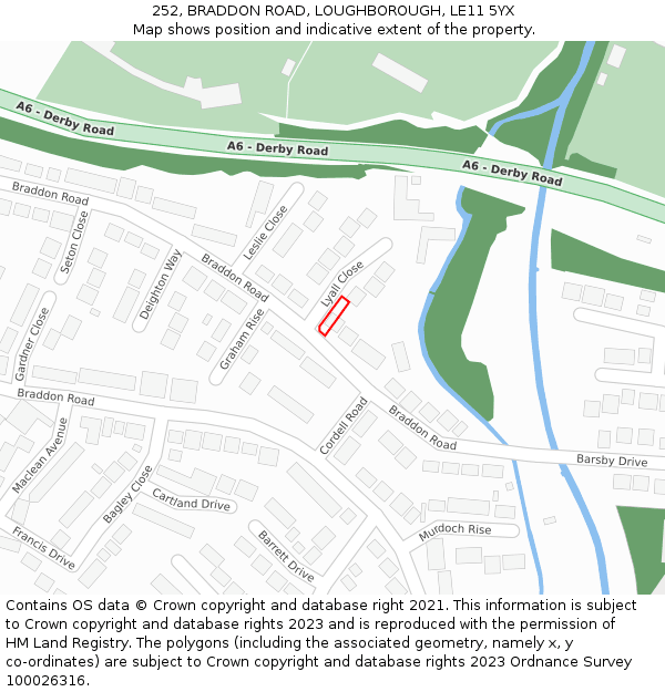 252, BRADDON ROAD, LOUGHBOROUGH, LE11 5YX: Location map and indicative extent of plot