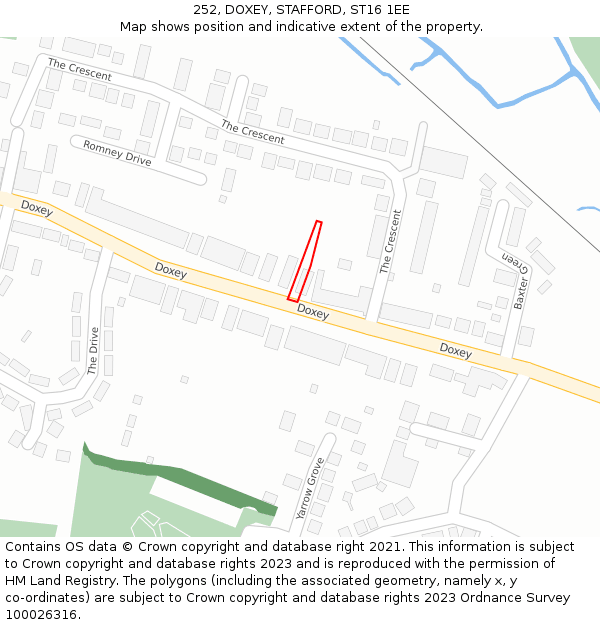 252, DOXEY, STAFFORD, ST16 1EE: Location map and indicative extent of plot