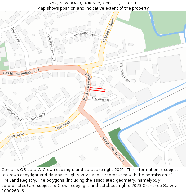 252, NEW ROAD, RUMNEY, CARDIFF, CF3 3EF: Location map and indicative extent of plot