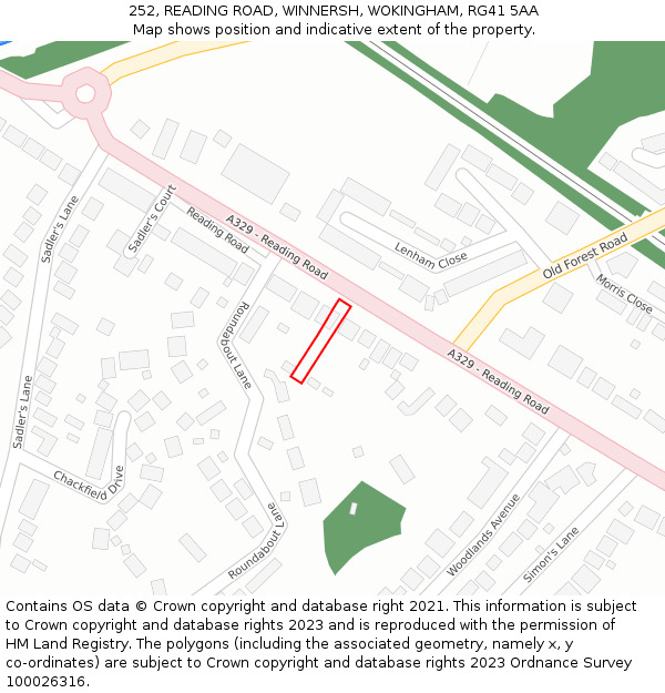 252, READING ROAD, WINNERSH, WOKINGHAM, RG41 5AA: Location map and indicative extent of plot