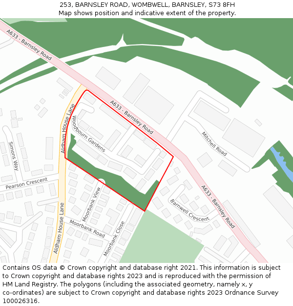 253, BARNSLEY ROAD, WOMBWELL, BARNSLEY, S73 8FH: Location map and indicative extent of plot
