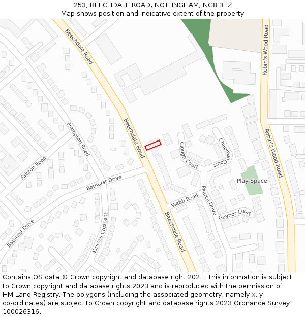 253, BEECHDALE ROAD, NOTTINGHAM, NG8 3EZ: Location map and indicative extent of plot