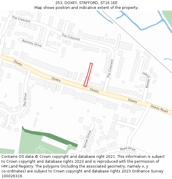 253, DOXEY, STAFFORD, ST16 1EE: Location map and indicative extent of plot