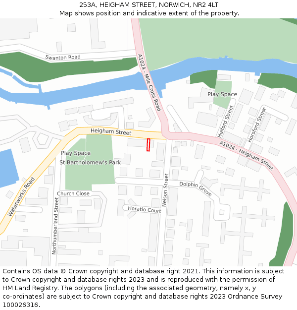 253A, HEIGHAM STREET, NORWICH, NR2 4LT: Location map and indicative extent of plot