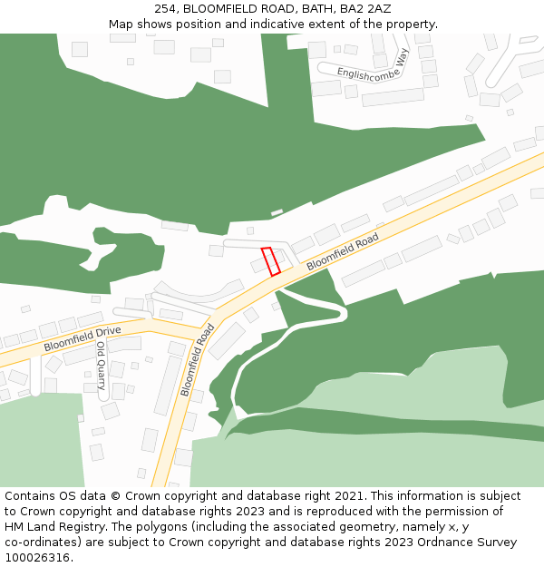 254, BLOOMFIELD ROAD, BATH, BA2 2AZ: Location map and indicative extent of plot