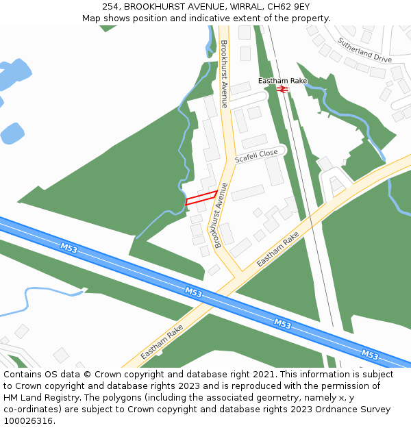254, BROOKHURST AVENUE, WIRRAL, CH62 9EY: Location map and indicative extent of plot