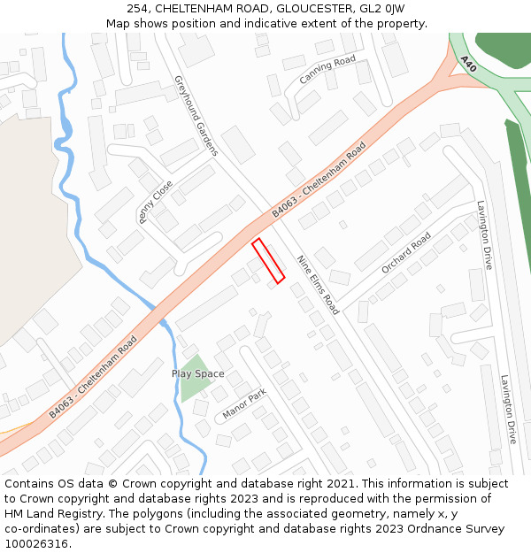 254, CHELTENHAM ROAD, GLOUCESTER, GL2 0JW: Location map and indicative extent of plot