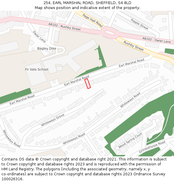 254, EARL MARSHAL ROAD, SHEFFIELD, S4 8LD: Location map and indicative extent of plot